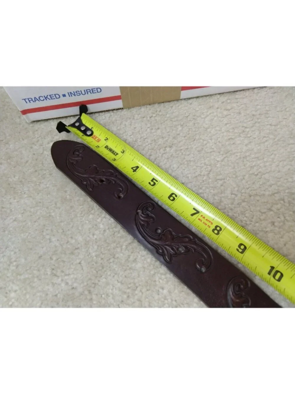 Women's Topfer Brown Pressed Leather Belt Ornate Buckle Western Size 95